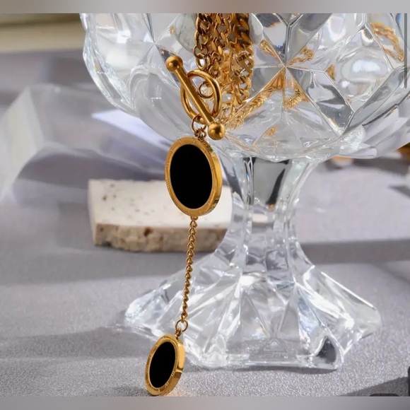 Stainless Steel Roman Numeral Pendant Necklace - Durable, Water-Resistant - Picture 2 of 4